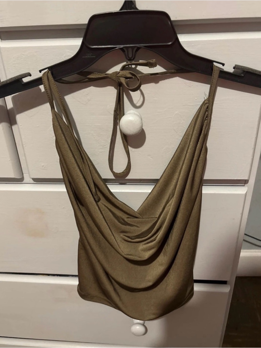 Forever 21 Olive Green Draped Halter Cowl Top
